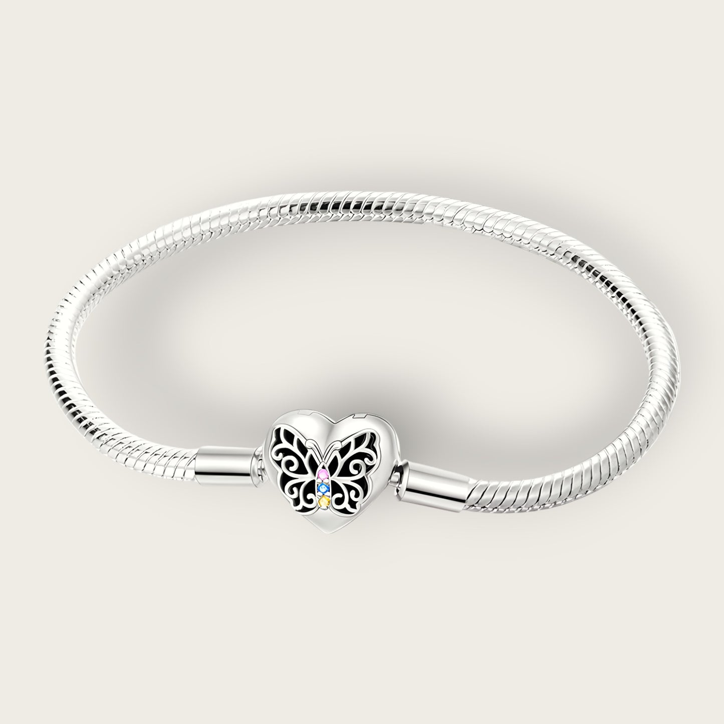 Butterfly Heart Snake Chain Bracelet