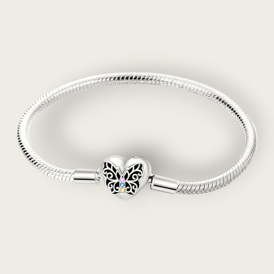 Butterfly Heart Snake Chain Bracelet