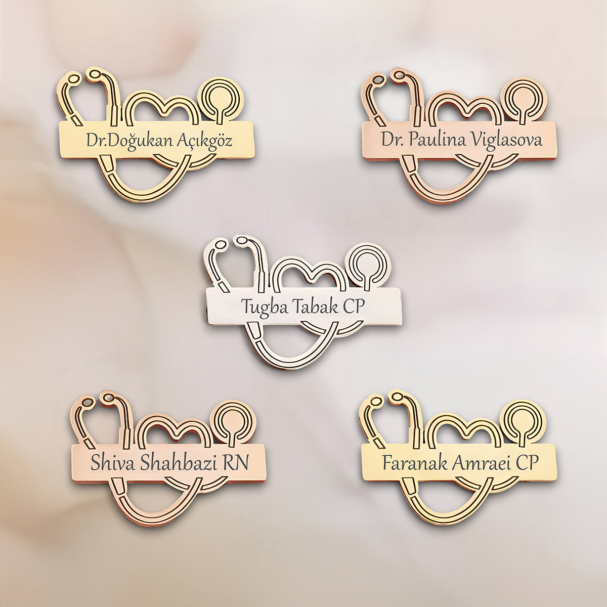 Personalized Stethoscope Name Engraved Lapel Pin