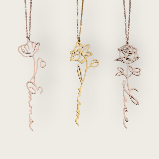 Month Flower Name Necklace