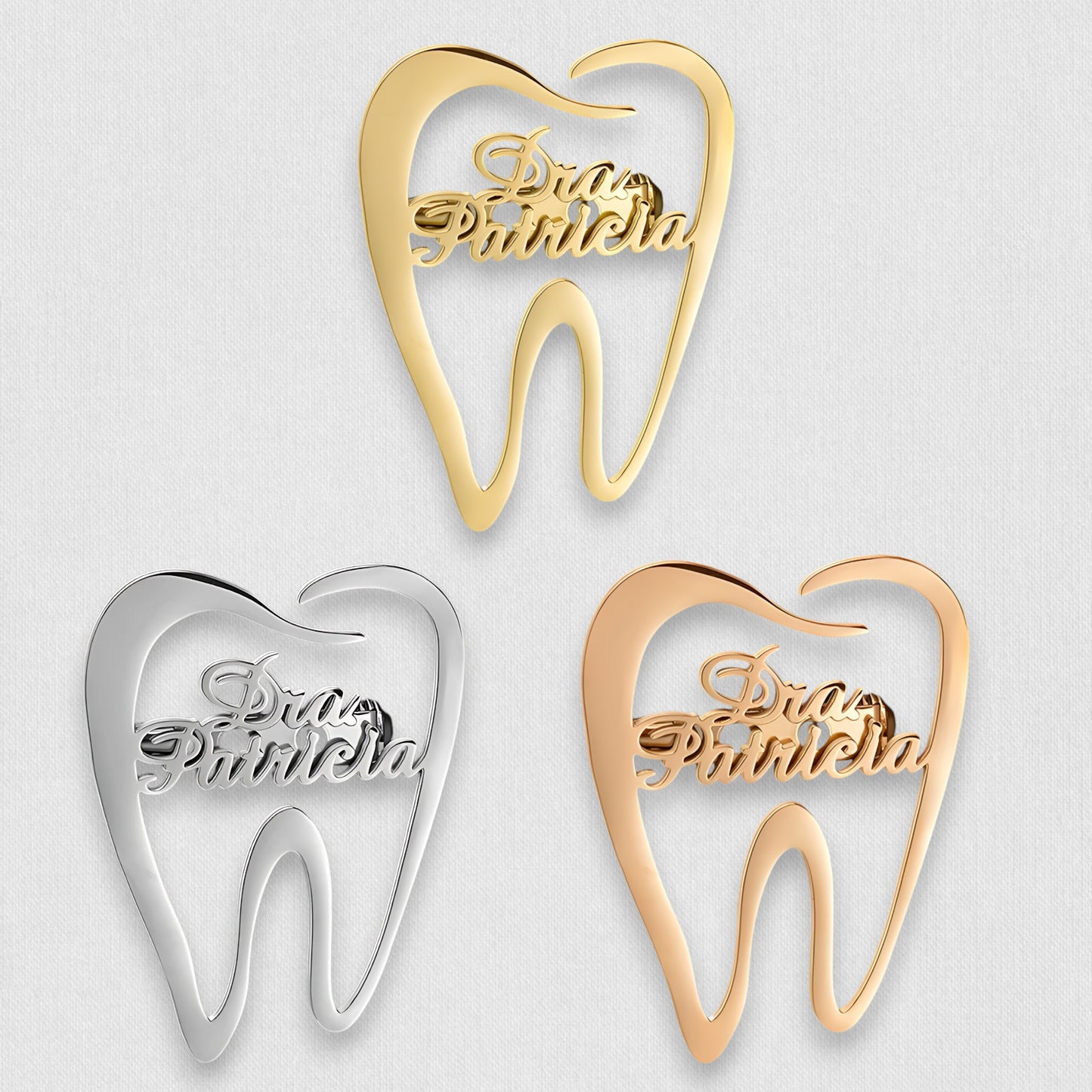 Personalized Name Tooth Emblem Lapel Pin