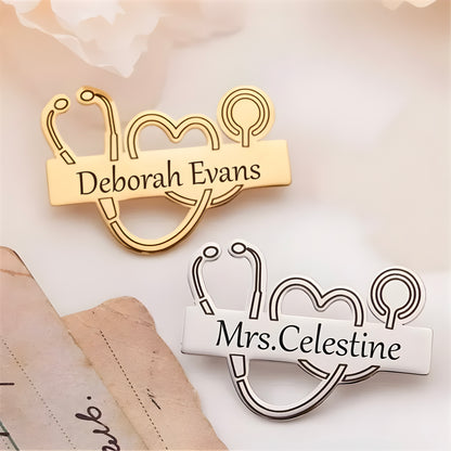 Personalized Stethoscope Name Engraved Lapel Pin