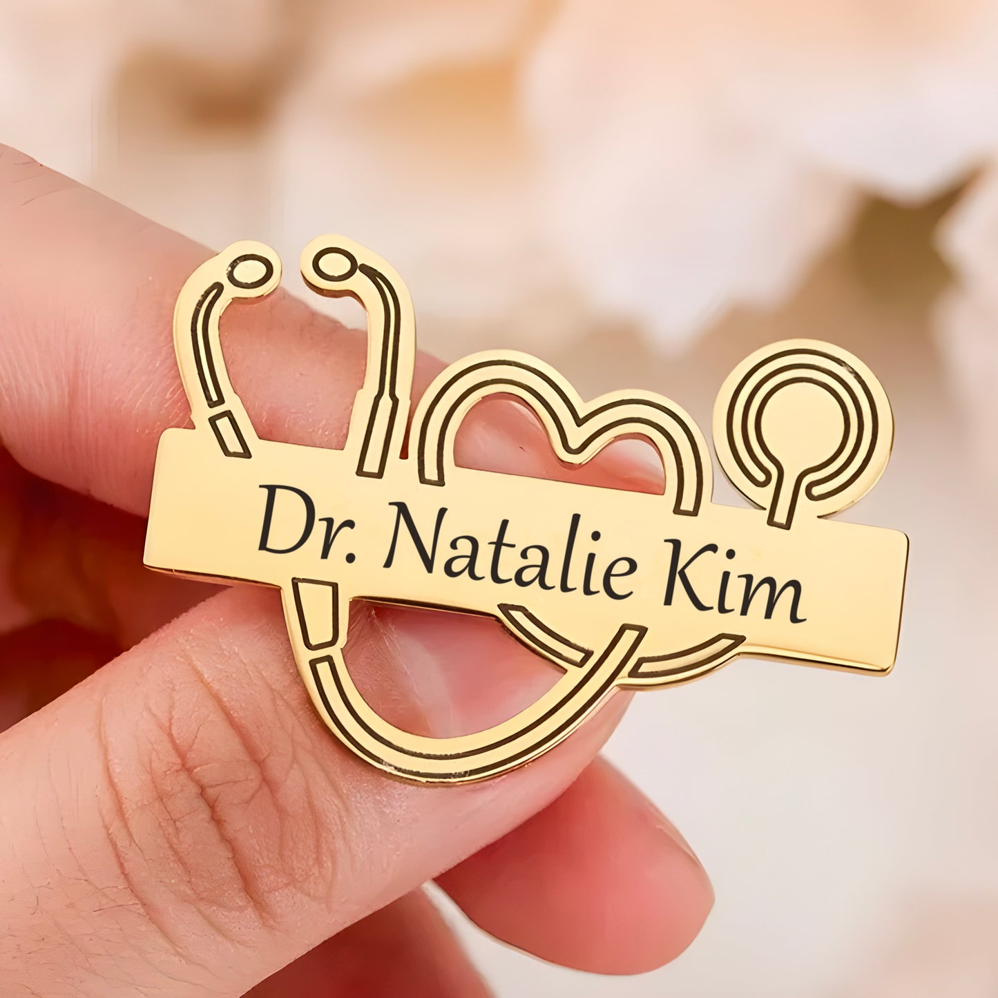 Personalized Stethoscope Name Engraved Lapel Pin