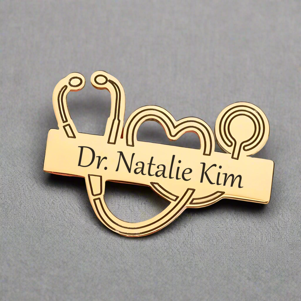 Personalized Stethoscope Name Engraved Lapel Pin