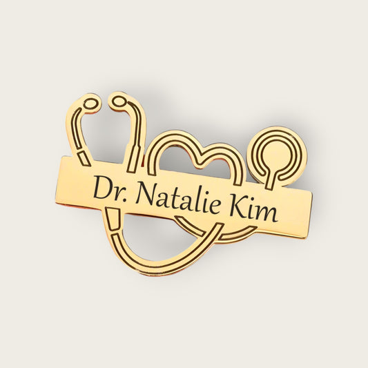 Personalized Stethoscope Name Engraved Lapel Pin