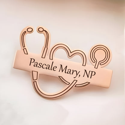 Personalized Stethoscope Name Engraved Lapel Pin