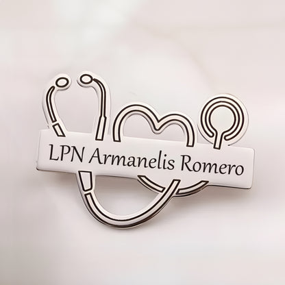 Personalized Stethoscope Name Engraved Lapel Pin